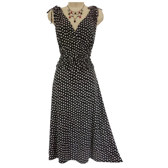 Dress Barn Dresses & Skirts - Size 14 BLACK & WHITE POLKA DOT MIDI DRESS Spring Summer Wedding Party Church